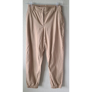 Talbots Jogger Pants‎ SZ Medium Tan Khaki Cotton Lyocell Elastic Waist Pockets